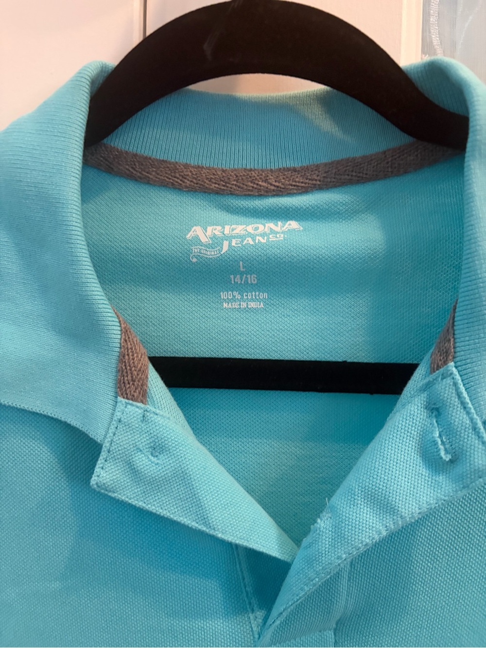 Arizona Jean Company Boys sz 14-16 Turquoise Polo Shirt EUC 100% cotton - Picture 2 of 6